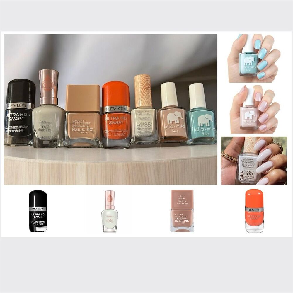 Set of 7 Brand New, Never Used Trendy Nail Polishes Multicolor